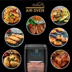 Starlyf® Air Oven XXL – 12 Liter Heißluftfriteuse Mit 10 Programmen Und Rotisserie-Funktion, Drehspieß, LED Display Mit Touch Screen, 1700 Watt , Ohne ÖL - Airfryer, Heißluft, Fritteuse, Heißluftofen, Backofen, Dehydrator, Grill -Küchen Profi 6e37274a3fc02fe2c07d69599128960b