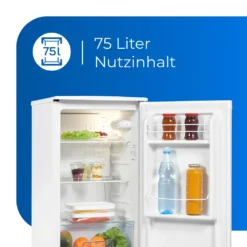 Exquisit Kühlschrank KS85-V-091F | 75 Liter Nutzinhalt | LED-Licht | Glasablagen | Freistehend -Küchen Profi 70697ea0e22cda77bb18cf52464650b0