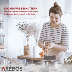AREBOS Gaskochfeld 5 Flammen, Edelstahl, Inkl. Topfträger & Zündsicherung, Autark, Geeignet Für Erdgas Oder Propangas, Gasherd -Küchen Profi 722abaa5d19b8fcb07214531bd5c6c3d 3