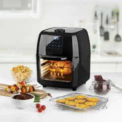 GOURMETmaxx Heißluft-Fritteuse Digital - Fritteuse, Ofen & Drehgrill In Einem - Heißluftfritteuse - Schwarz XXXL Heißluft Fritteuse Airfryer Digital Backofen Fettfrei Drehgrill 9L Pommes -Küchen Profi 74adefaf91b304460d62f8905e605cf4