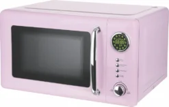 Retro Classico Mikrowelle - Mikrowellenofen - Retro-Design - Metall-Gehäuse - 20 Liter Garraum - 700 Watt Mikrowellenleistung - Timer - 5 Leistungsstufen, Pink Rosa