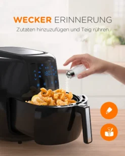 Tomons Heißluftfritteuse XXL 5,5 L Elektrofritteuse, 1800W, Airfryer Ohne Fett Und Öl, Friteuse Heißluft Mit 8 Voreinstellungen, Alarmtimer, Digitales Touch-Display, Frittierkorb Und Rezeptheft -Küchen Profi 76bcef61d11d85fe72268527dbdc579f