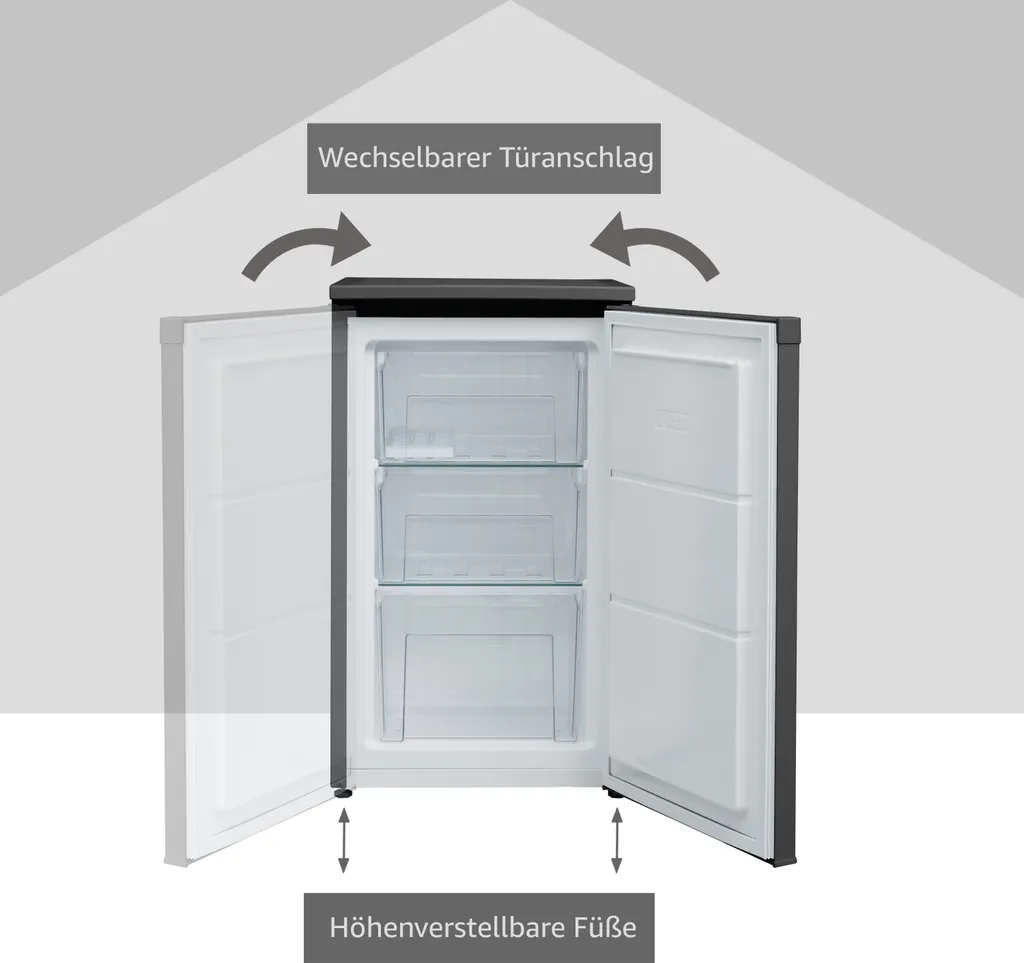 Telefunken CF-34-101-B Gefrierschrank Schwarz / 82,1 Cm 160 KWh / 63 L Nutzinhalt / Türanschlag Wechselbar / Höhenverstellbare Füße 4 Telefunken CF-34-101-B Gefrierschrank Schwarz / 82,1 Cm 160 KWh / 63 L Nutzinhalt / Türanschlag Wechselbar / Höhenverstellbare Füße – Bild 2