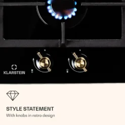 Klarstein Gaskochfeld Gasherd Einbau - Sabaf-Brenner - Erdgas/Propangas - Automatische Abschaltung - Gusseisen - Glaskeramik Retro-Look - 2-flammig - Schwarz Einbau Gas Kochfeld Gasherd 2 Platten Kochfelder Herdplatte Kochplatte Einbaukochfeld -Küchen Profi 77a2a9f4382ee6bfda3973be6ee4b0cb