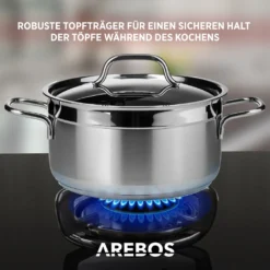 AREBOS Gaskochfeld 5 Flammen, Glaskeramik, Inkl. Topfträger & Zündsicherung, Autark, Geeignet Für Erdgas Oder Propangas, Gasherd, Gaskocher -Küchen Profi 7df28ea83d59db2b121478def0bc88c8