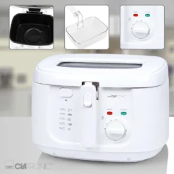 Clatronic FR 3771 Fritteuse, Geruchs- Und Fettdunstfilter, Stufenlos Regelbarer Thermostat Mit Kontrollleuchte (130 °C–190 °C), Großer Frittierkorb, 1800 W, Cool Touch-Gehäuse, Weiß -Küchen Profi 7fb9a1dee1d1131c05f9f4b2f546e0c1