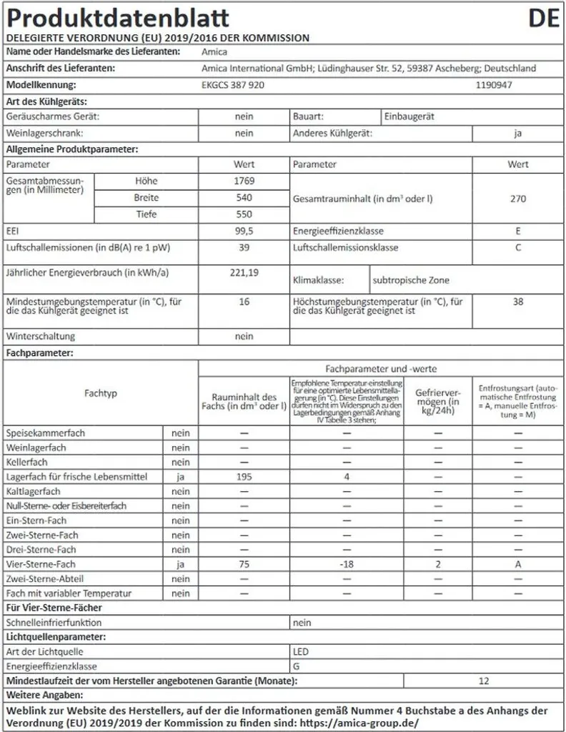 Amica EKGCS 387 920 Kühl-Gefrierkombinationen - Weiß 9 Amica EKGCS 387 920 Kühl-Gefrierkombinationen - Weiß – Bild 7