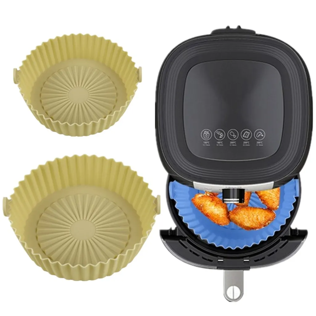 Wiederverwendbare Air Fryer Liner Pad Silikontopf Antihaft Dampfpad Backeinsatz Air Fryer Zubehör Heißluftfritteuse Matte Für Mikrowelle Küche Kochmatte Gelb 14,5cm 3 Wiederverwendbare Air Fryer Liner Pad Silikontopf Antihaft Dampfpad Backeinsatz Air Fryer Zubehör Heißluftfritteuse Matte Für Mikrowelle Küche Kochmatte Gelb 14,5cm