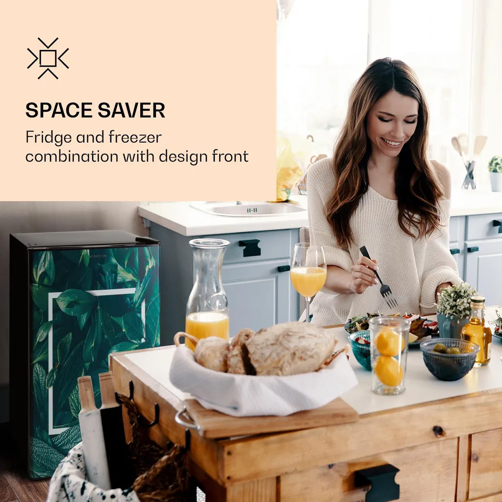 Klarstein CoolArt 79L Kühl-Gefrier-Kombination , Gefrierfach 9l , Designtür, 5-stufiger Temperaturregler Für 0 Bis 10 °C 4 Klarstein CoolArt 79L Kühl-Gefrier-Kombination , Gefrierfach 9l , Designtür, 5-stufiger Temperaturregler Für 0 Bis 10 °C – Bild 2