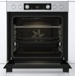 Gorenje Steel Set 4 Einbauherd - Set Mit Glaskeramik-Kochfeld Mit Edelstahlrahmen - 77L XXL Volumen - GentleClose & -Open - AirFry - PizzaMode - ChildLock - PerfectGrill - Teleskopauszüge - Schwarz -Küchen Profi 82cc11aae61b1a4c21d95941f9a35f3f