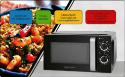 ProfiCook PC-MWG 1208 Mikrowelle Mit Grill, 17 Liter Garraum, 900 Watt Grill / 700 Watt Mikrowelle, 6 Mikrowellen-Leistungsstufen, 30 Minuten-Timer Mit Endsignal, Schwarz -Küchen Profi 82e468504976770705c205c6baba08bc