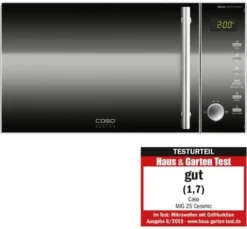 CASO | MIG25 Ceramic 2-in-1 Mikrowelle Mit Grill | Keramikboden Und Inverter-Technologie, 900 W, 1000 W Grill, 25 L, Design Edelstahl, Verspiegelt -Küchen Profi 83132fcab6de1bb6536c621a471cb6bc