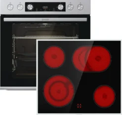Gorenje Steel Set 4 Einbauherd - Set Mit Glaskeramik-Kochfeld Mit Edelstahlrahmen - 77L XXL Volumen - GentleClose & -Open - AirFry - PizzaMode - ChildLock - PerfectGrill - Teleskopauszüge - Schwarz -Küchen Profi 83bdf5d619ea181766e3ecb5d84daa4c
