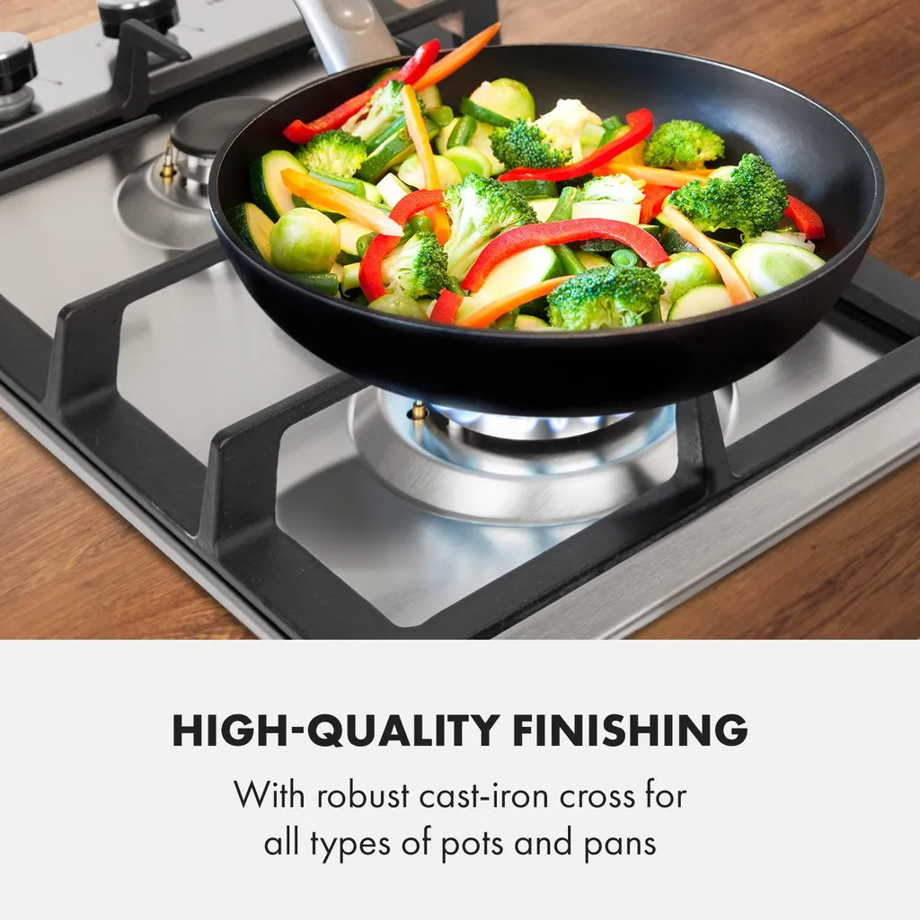 Klarstein Ignito Domino Gaskochfeld , 2-flammig , Autark , 30 Cm , Einbau , Sabaf-Brenner , Erdgas/Propangas , Sicherheitsventile , Automatische Abschaltung , Topfträger Aus Gusseisen , Edelstahl , Silber 9 Klarstein Ignito Domino Gaskochfeld , 2-flammig , Autark , 30 Cm , Einbau , Sabaf-Brenner , Erdgas/Propangas , Sicherheitsventile , Automatische Abschaltung , Topfträger Aus Gusseisen , Edelstahl , Silber – Bild 7