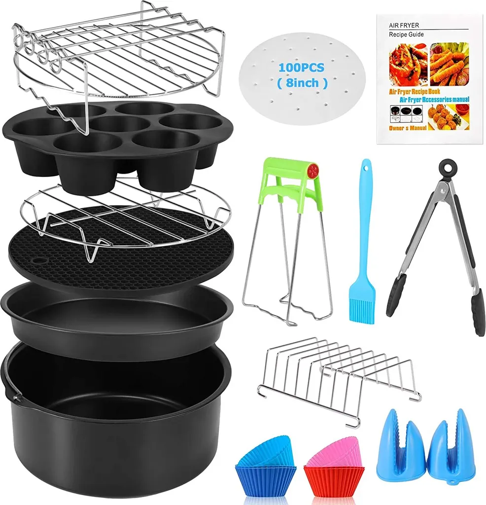 Zubehör Heißluftfritteuse, 8 Zoll 14 Stück Zubehörset Für Airfryer Fritteusen Für COSORI Ninja Philips Tefal Für Luftfritteuse 3.7QT-6.8QT 3 Zubehör Heißluftfritteuse, 8 Zoll 14 Stück Zubehörset Für Airfryer Fritteusen Für COSORI Ninja Philips Tefal Für Luftfritteuse 3.7QT-6.8QT