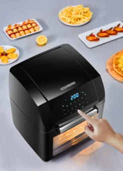Steinborg 4-in1 Heißluftfritteuse | 12L | 1.500 W | Mit LED Touchscreen | 10 Automatische Programme | Inkl. Rezeptbuch Auf Deutsch | Frittieren, Backen, Grillen Oder Dörren | Aufwärmfunktion | Automatische Abschaltung | -Küchen Profi 8957b56cecc77124275c3b0e7e7d4c76