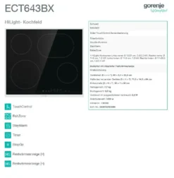 Gorenje ECT643BX Elektro-Kochfelder - Edelstahl -Küchen Profi 89890aec21f52c7e5a1a4dfbd5dfb506