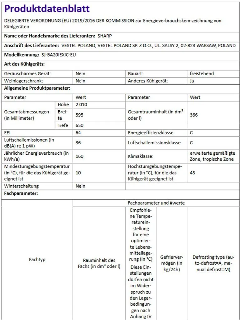Sharp - SJ-BA20IEXIC-EU - Kühl-Gefrierkombination - Edelstahl - NoFrost 7 Sharp - SJ-BA20IEXIC-EU - Kühl-Gefrierkombination - Edelstahl - NoFrost – Bild 5