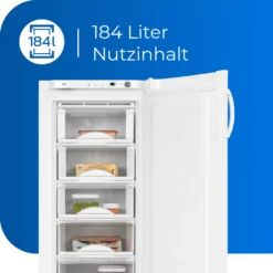 Exquisit Gefrierschrank GS184-H-100E Weiss | 184 L Nutzinhalt | Weiß -Küchen Profi 8d8afccd12a5663e97323e88b7e6d76d