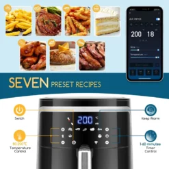 Aigostar Cube Smart - 7L Intelligente Heißluftfritteuse, Friteuse Heissluft 1900 W Heissluftfriteuse, 7 Programmen, Warmhalten, 20 Rezepte, Ohne Öl -Küchen Profi 8e1d6d7b6972d6269d5e5f2ba11d45e1