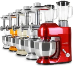 Klarstein Lucia Rossa Küchenmaschine Mixer (1200 Watt, 5 Liter Rührschüssel, Fleischwolf, Saftpresse ) - Rot -Küchen Profi 8f04febeeea55757addd17f87d24034f