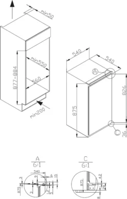 Amica EVKS 16172, Vollraum-Kühlschrank, 880 Mm Nische, Schlepptür-Technik, -Küchen Profi 90f2844fb01cc1920e44cc672bdd7716