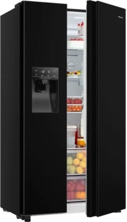 Hisense RS650N4AB1 - Amerikanischer Kühlschrank 499L (334L + 165L) - Total Belüftete Kälte - - L91cmxH179cm - Schwarz -Küchen Profi 90fc9809cb2e4e37b8a1735b2db33e2b