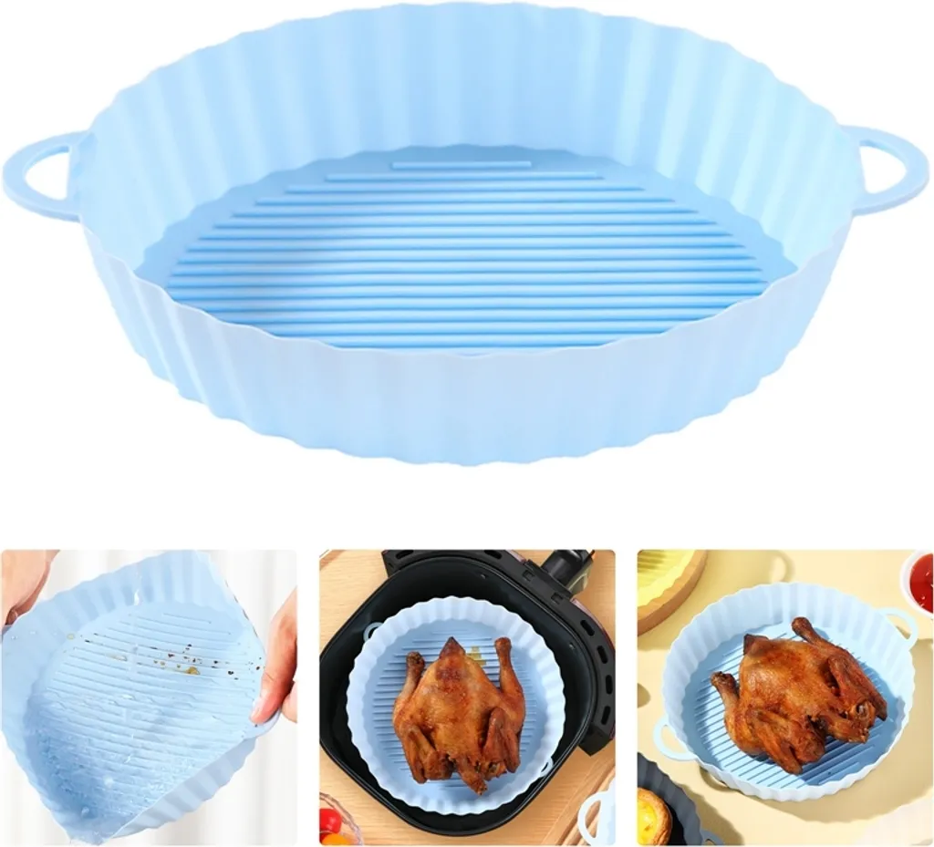 2 Stück Air Fryer Silikon Topf Wiederverwendbar Ersatzeinlagen Korb Backofen Pad Hitzebeständige Backblech Fried Pizza Heißluftfritteuse Matte Blau 18,5*21*4cm 9 2 Stück Air Fryer Silikon Topf Wiederverwendbar Ersatzeinlagen Korb Backofen Pad Hitzebeständige Backblech Fried Pizza Heißluftfritteuse Matte Blau 18,5*21*4cm – Bild 7