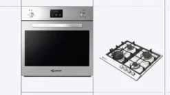 Klugmann Gasherd-Set KGO600.5GFX + KT604.5X, Mit 1-fach-Teleskopauszug, Klugmann Backofen-Set KGO600.5GFX + KT604.5X, Autark, 1-fach-Teleskopauszug, Easy-To-Clean-Emaille, Heißluft, Umluft, Grill-/Brat-System Edelstahl, Digital Uhr, 3-fach-Verglasung Abnehmbare Glastür, Gaskochfeld Aus Edelstahl, WOK-Brenner 4kW Und WOK-Aufsatz Gratis! Kindersicherung, Restwärmeanzeigen, Automatische Gasabschaltung