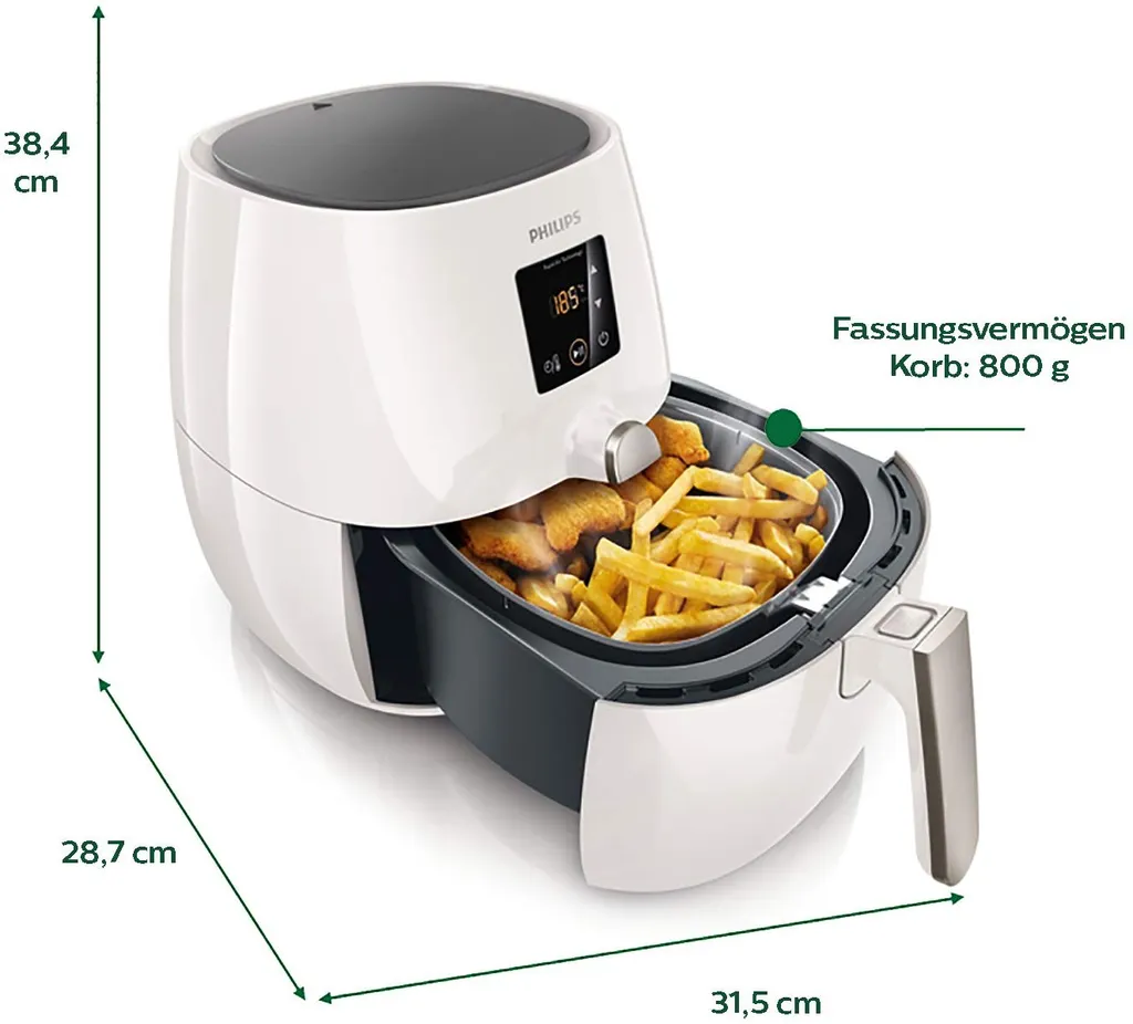 Philips Heißluftfritteuse Airfryer HD 9216/80 - Fassungsvermögen 800g - 1.425 Watt 20 Philips Heißluftfritteuse Airfryer HD 9216/80 - Fassungsvermögen 800g - 1.425 Watt – Bild 18