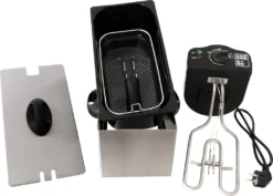 Fritteuse DESKI 3 Liter Edelstahl Schwarz 2000 Watt Friteuse -Küchen Profi 9ab142437baccfabe01c75a9f8f6947d