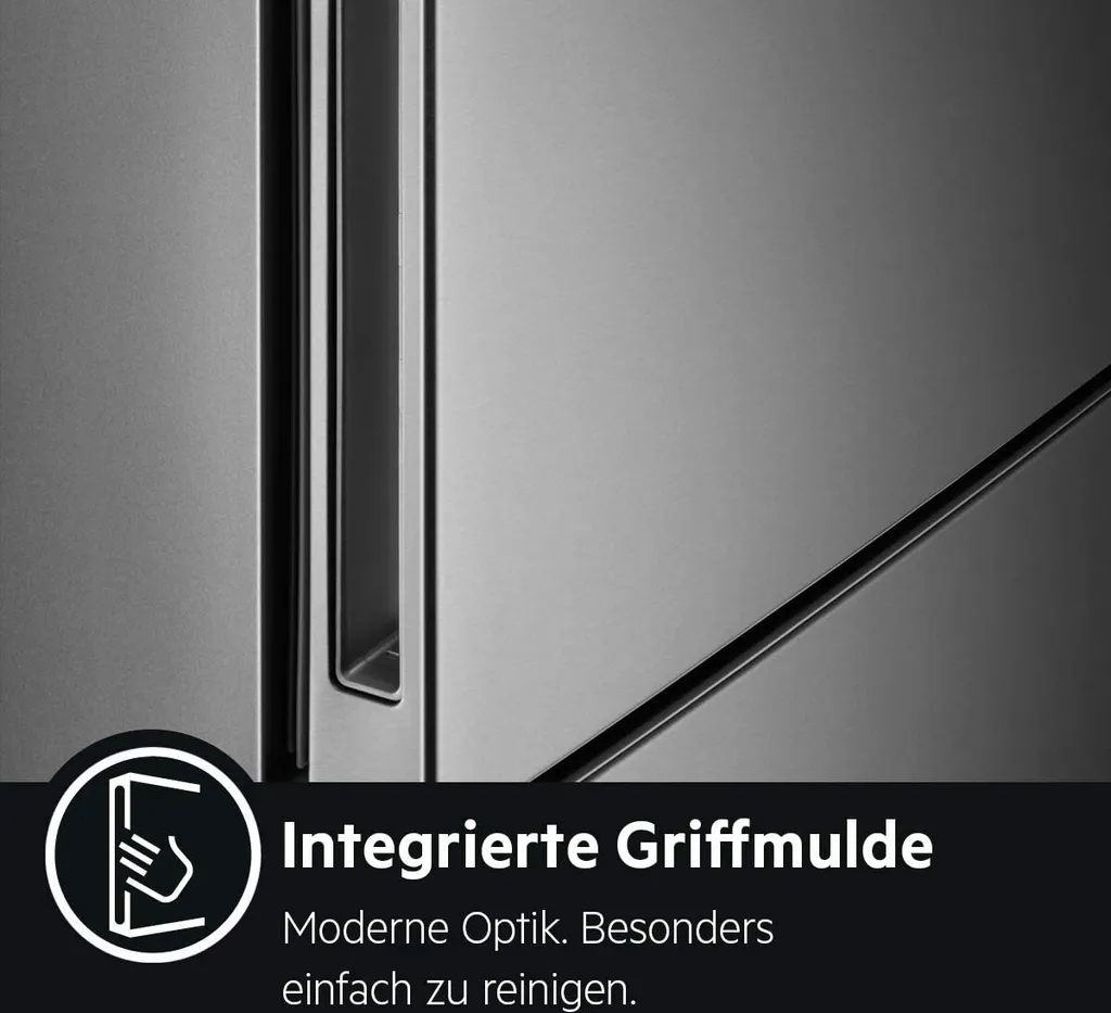 AEG RCB632E4MM Freistehende Kühl-Gefrierkombination / 1860 Mm / / Gefrierteil Unten / 324 L / CustomFlex - Flexibles Türablagesystem / NoFrost / Farbe: Edelstahl-Türen, Seiten Grau 12 AEG RCB632E4MM Freistehende Kühl-Gefrierkombination / 1860 Mm / / Gefrierteil Unten / 324 L / CustomFlex - Flexibles Türablagesystem / NoFrost / Farbe: Edelstahl-Türen, Seiten Grau – Bild 10