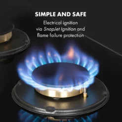 Klarstein Goldflame 4 Gaskochfeld , 4-flammig , Autark , 60 Cm , Einbau , Messing-Brenner , Erdgas/Propangas , Sicherheitsventile , Automatische Abschaltung , Topfträger Aus Gusseisen , Inkl.Schlauch Und Druckminderer , Glaskeramik Ø 8 Mm , Schwarz -Küchen Profi a08cf3b0bcd0be0aa8a8d24f8feeefa2