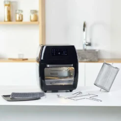 Black & Decker Black+Decker BXAFO1200E Minibackofen Heißluftfritteuse Zwei Röste, Fettauffangschalen, Griff, Frittierkorb, 360° Drehspieß -Küchen Profi a13bad6cb95d3421a045a793eccd2e21