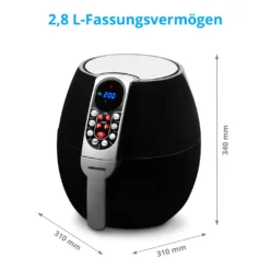 MEDION Heißluftfritteuse, Ca. 1500 Watt, Digitales Bedienfeld, Nutzinhalt Gesamt 4 Liter, Ölfreies Frittieren, 30 Min Timer, Überhitzungsschutz, MD17320 Schwarz -Küchen Profi a7ec8570914a4e86a8401c1405509b6a