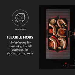 Klarstein Induktionskochfeld Einbaukochfeld Autark 60cm - 3 Zonen - FlexZone - 6600 W 9 Leistungsstufen Paella Zone Glaskeramik - Schwarz Einbau Glaskeramikkochfeld 3 Kochfelder Platten Elektro Einbaukochfeld Induktion Kochfeld Induktion -Küchen Profi a9e72dc5fa777e61eea0c77cbe31b929