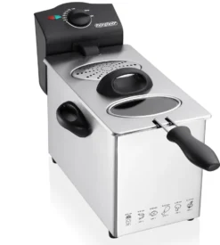 Monzana Fritteuse 3 L Edelstahl Temperaturregler Bis 190°C Sichtfenster Spülmaschinengeeignet 2000 W Filter Kontrollleuchte Küche Kaltzonen-Fritteuse