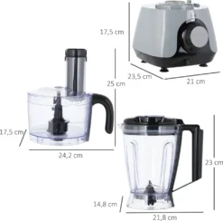 HOMCOM Küchenmaschine Mit 1L Schlüssel 1,25L Mixbehälter 4-Blatt-Messer Zum Schneiden, Zerkleinern, Verquirlen, Hacken, Mahlen, Mixen Und Mischen 3 Geschwindigkeitsstufen 650W -Küchen Profi ab2689632d23983df11bd2498710c645