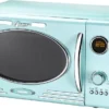 Melissa 16330131 Retro Mikrowelle/1000 Watt/23 Liter Garraum,Design Mikrowelle Mit Grill/Pepermint Mint Baby Blue