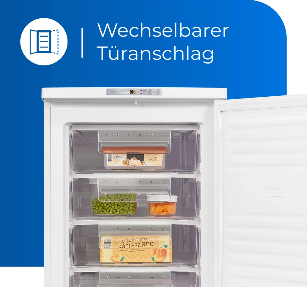 Exquisit Gefrierschrank GS80-HE-040E Weiss | Standgerät | 91 L Volumen | Weiß 7 Exquisit Gefrierschrank GS80-HE-040E Weiss | Standgerät | 91 L Volumen | Weiß – Bild 5
