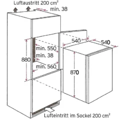 PKM Einbau Kühlschrank Mit Gefrierfach KS120.4 EB Schleppscharnier 118 L