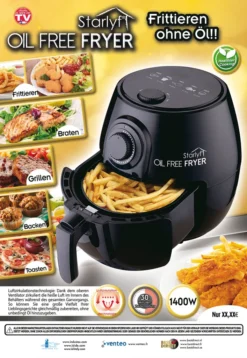 Starlyf® OIL FREE FRYER – Heißluftfritteuse, Umluft-Fritteuse Ohne ÖL, 3,8 Liter Fassungsvermögen, Spühlmaschinenfest, 1400 Watt – Aus Der TV Werbung 23 Starlyf® OIL FREE FRYER – Heißluftfritteuse, Umluft-Fritteuse Ohne ÖL, 3,8 Liter Fassungsvermögen, Spühlmaschinenfest, 1400 Watt – Aus Der TV Werbung -Küchen Profi ae400555ecfcca41d7970238d26b8c02
