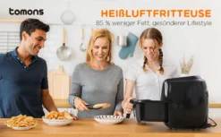 Tomons Heißluftfritteuse XXL 5,5 L Elektrofritteuse, 1800W, Airfryer Ohne Fett Und Öl, Friteuse Heißluft Mit 8 Voreinstellungen, Alarmtimer, Digitales Touch-Display, Frittierkorb Und Rezeptheft -Küchen Profi aed0bf5e7d1a77a86e90cb458b23f061