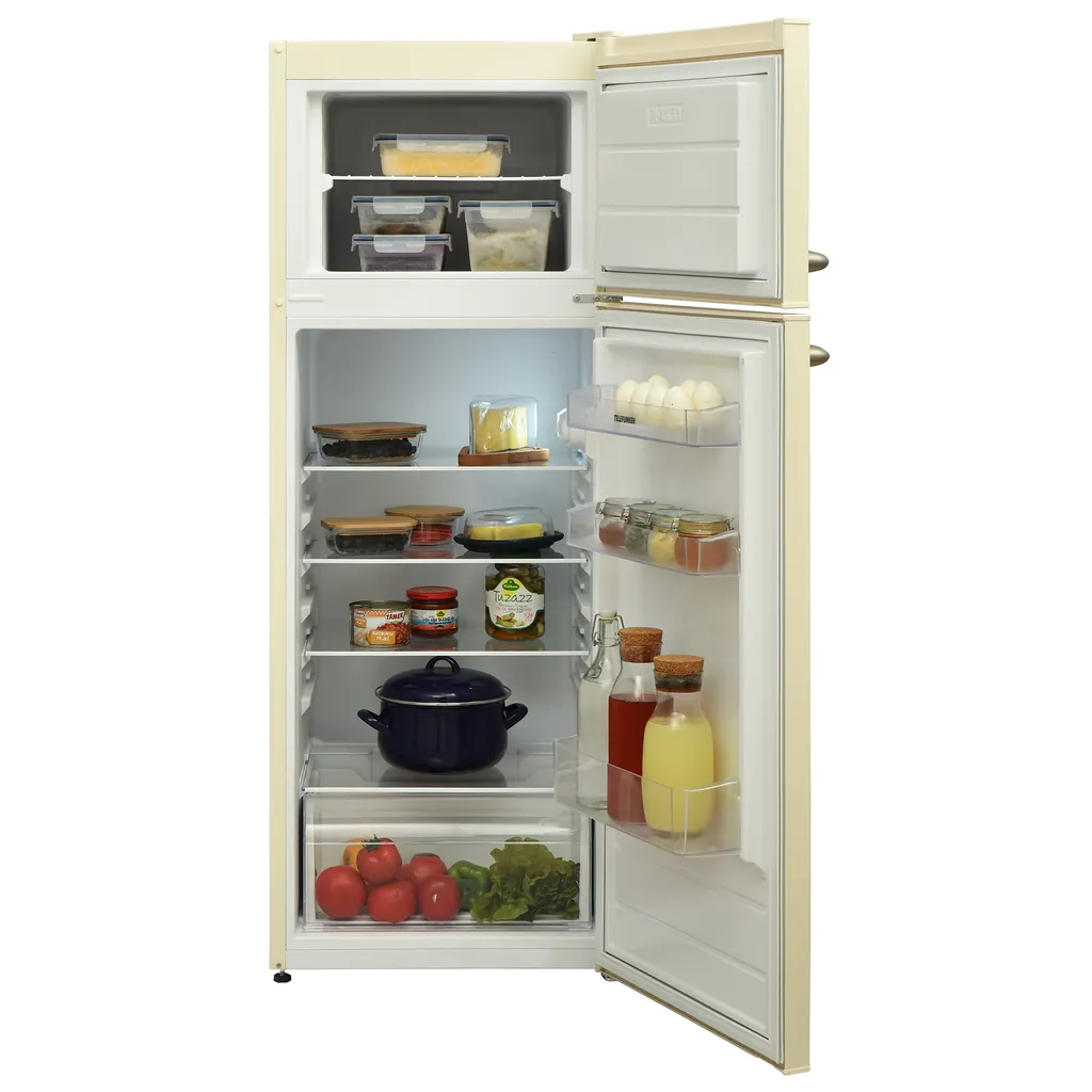 Telefunken KTFK212EC2 Retro Kühl-Gefrier-Kombination / 171 L Kühlschrank / 42 L Gefrierschrank / 177 KWh/Jahr / Retro Look / Temperaturregelung / Abtauautomatik / Creme 4 Telefunken KTFK212EC2 Retro Kühl-Gefrier-Kombination / 171 L Kühlschrank / 42 L Gefrierschrank / 177 KWh/Jahr / Retro Look / Temperaturregelung / Abtauautomatik / Creme – Bild 2