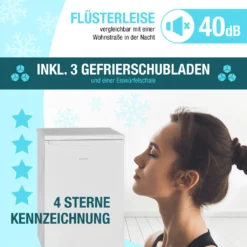 Bomann® Gefrierschrank, 85 Liter Nutzinhalt, Gefrierschrank Klein Mit 3 Gefrierschubladen U. Eiswürfelschale, Mini Fridge Mit Stufenloser Temperaturreglung, Türanschlag Wechselbar - GS 2186.1, Weiß -Küchen Profi b0cd05dcd0ee57e7349248a1ea4cb8e9