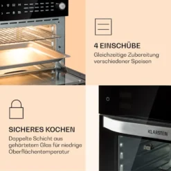 Klarstein Vigor Air Heißluftfritteuse XXL - Airfryer Mit 1800 W - 30 Liter - 18 Programme - Ober- Und Unterhitze - Digitales Bedienfeld Mit Touchscreen - Edelstahl -Küchen Profi b17bb978cba2b084f305fdb483e5daf6