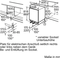 BOSCH Unterbau-Kühlautomat KUL15AFF0 Integrierbar, Flachscharnier -Küchen Profi b268b5b43034a40a50a02bfd479a53a9