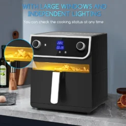 Aigostar - Ölfreie Fritteuse 8 L， Heißluftfritteuse Mit Klarsichtfenster， 1700 W， Doppelknopf & Doppel-LED-Touchscreen Heißluftfritteuse， 12 Voreingestellte Funktionen， Doppelkorb， Spülmaschinenfest， BPA-frei -Küchen Profi b554b10318c1a42f39c3c58c462fbc3a