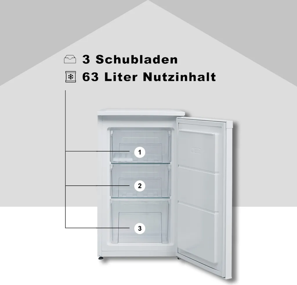 Telefunken CF-34-101-W Gefrierschrank Weiß / 82,1 Cm 160 KWh / 63 L Nutzinhalt / Türanschlag Wechselbar / Höhenverstellbare Füße 4 Telefunken CF-34-101-W Gefrierschrank Weiß / 82,1 Cm 160 KWh / 63 L Nutzinhalt / Türanschlag Wechselbar / Höhenverstellbare Füße – Bild 2