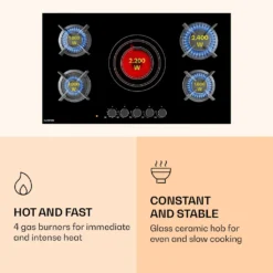 Klarstein MultiChef 5 Kombi-Gaskochfeld Gas/Glaskeramik 5 Zonen -Küchen Profi b654aba7b4b4cf51a85589f9e844fb2e